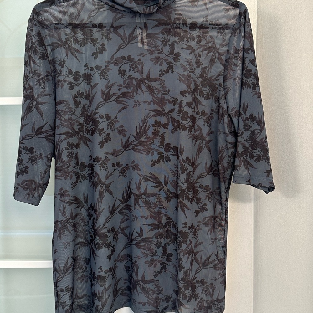 Anthropologie sheer mock neck top—size XL